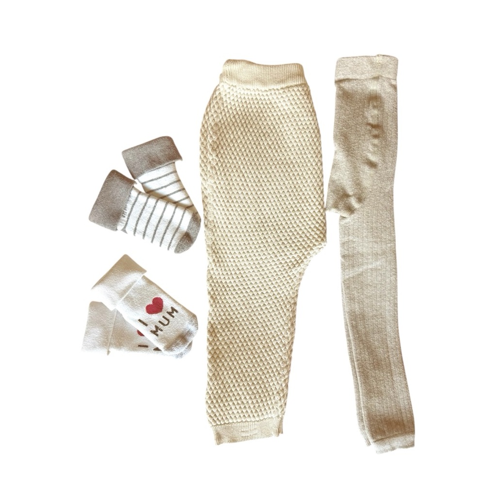 STRUCTURED KNIT TROUSERS, 18M, Light beige